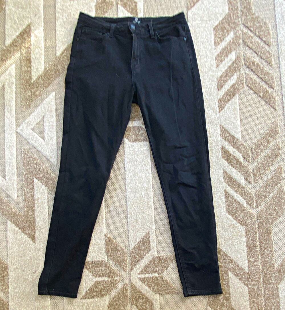 Just Black Women's Black Dark Wash Skinny Jeans Slim Fit Denim 5-Pocket Button
